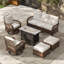Ensemble de conversation pour patio pour 5 personnes en osier toutes saisons avec table de feu-682022050-684747254