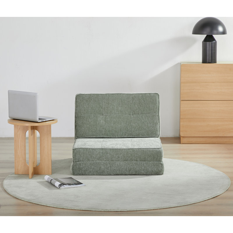 Cube Style Convertible Folding Sofa Bed, Multi-Position Adjustable Floor Sofa, High-Density Foam Sleeper Chair, Green