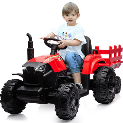 24V 9Ah Kids Ride on Tractor, Electric Ride on Toys with Trailer & Remote