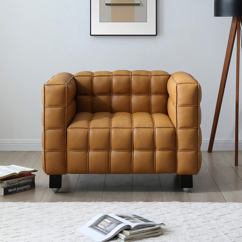 Fauteuil luxueux en cuir Vegan Latitude Run®, Cuir brun
