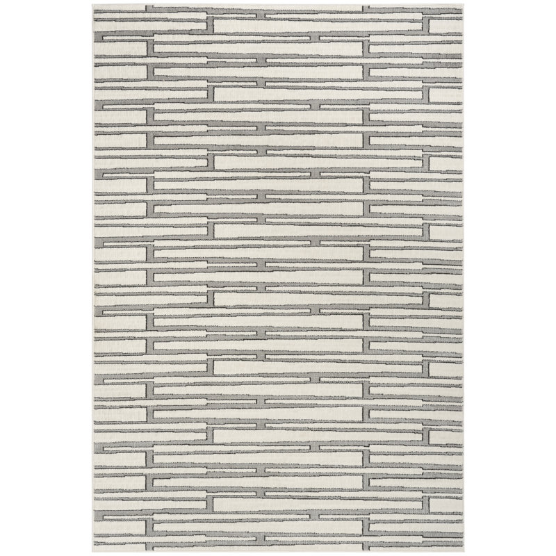 Faunsdale Ivory Grey Scandinavian Indoor Rug, Rectangle 8' x 10'