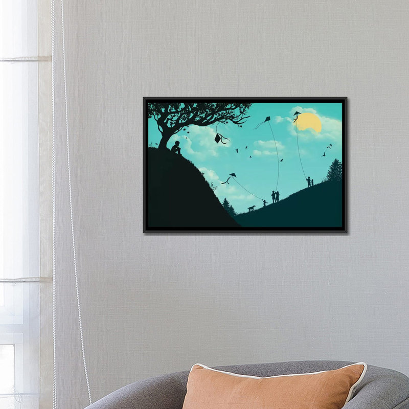 «Melancholy Hill», impression sur toile, H 18 po x l 26 po x P 1,5 po, Pas de tapis, Toile avec cadre flottant noir