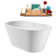 55" Streamline Soaking Glossy White Freestanding Tub and Tray With Internal Drain