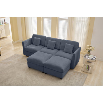 5-piece Modular Sectional Sofa With 2 Ottomans