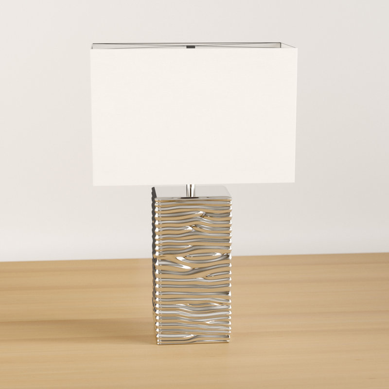 Rayburn 47cm Table Lamp, Yes, Chrome Base/White Shade