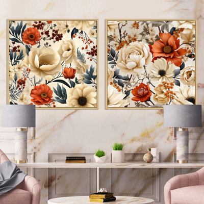 Bellête - Ensemble de 2 collages carrés floraux