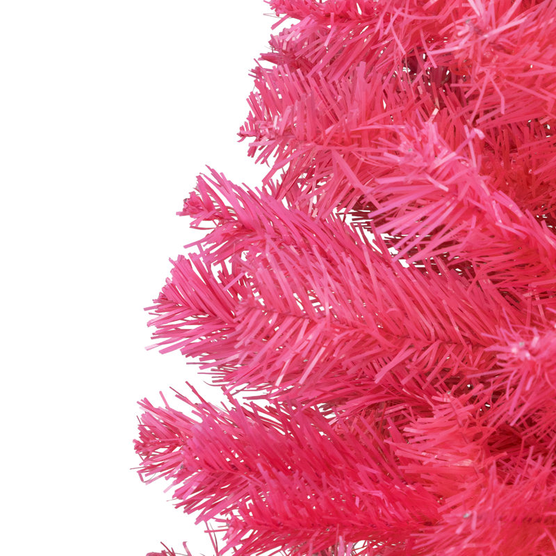 Artificial Tinsel Christmas Tree - Pink - Clear Lights, 7', Not Pre-Lit