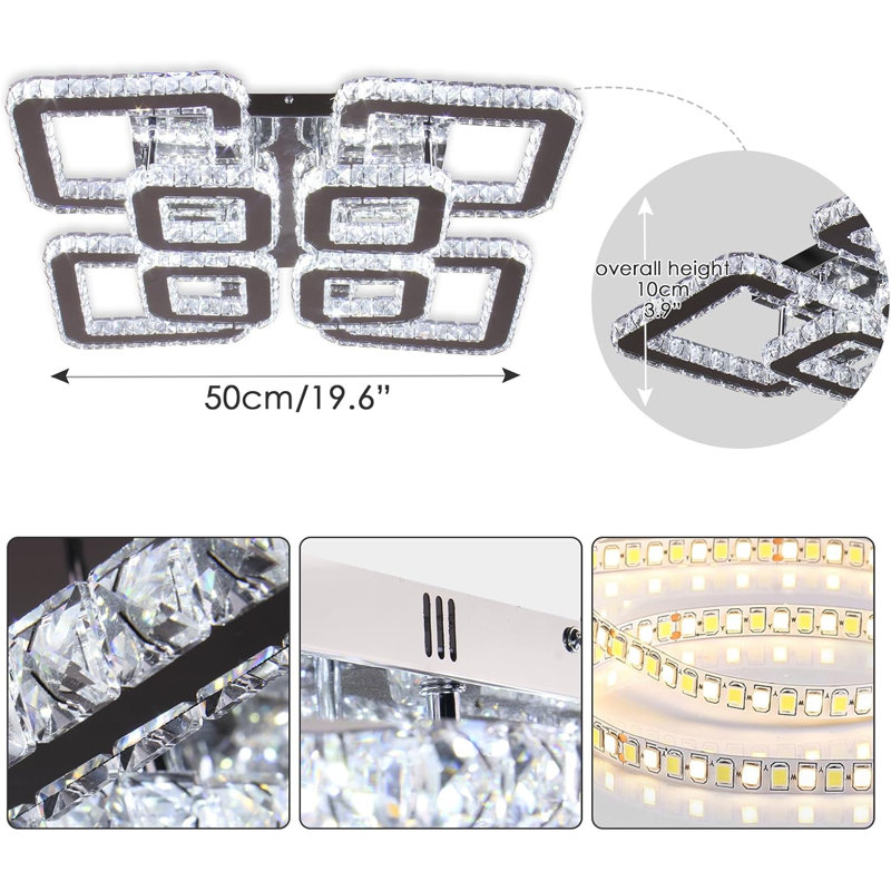 Luminaire suspendu en cristal carré