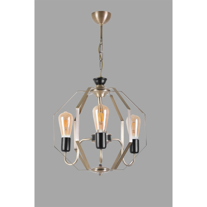 Lustre géométrique à 3 lumières Rhymer, Cuivre
