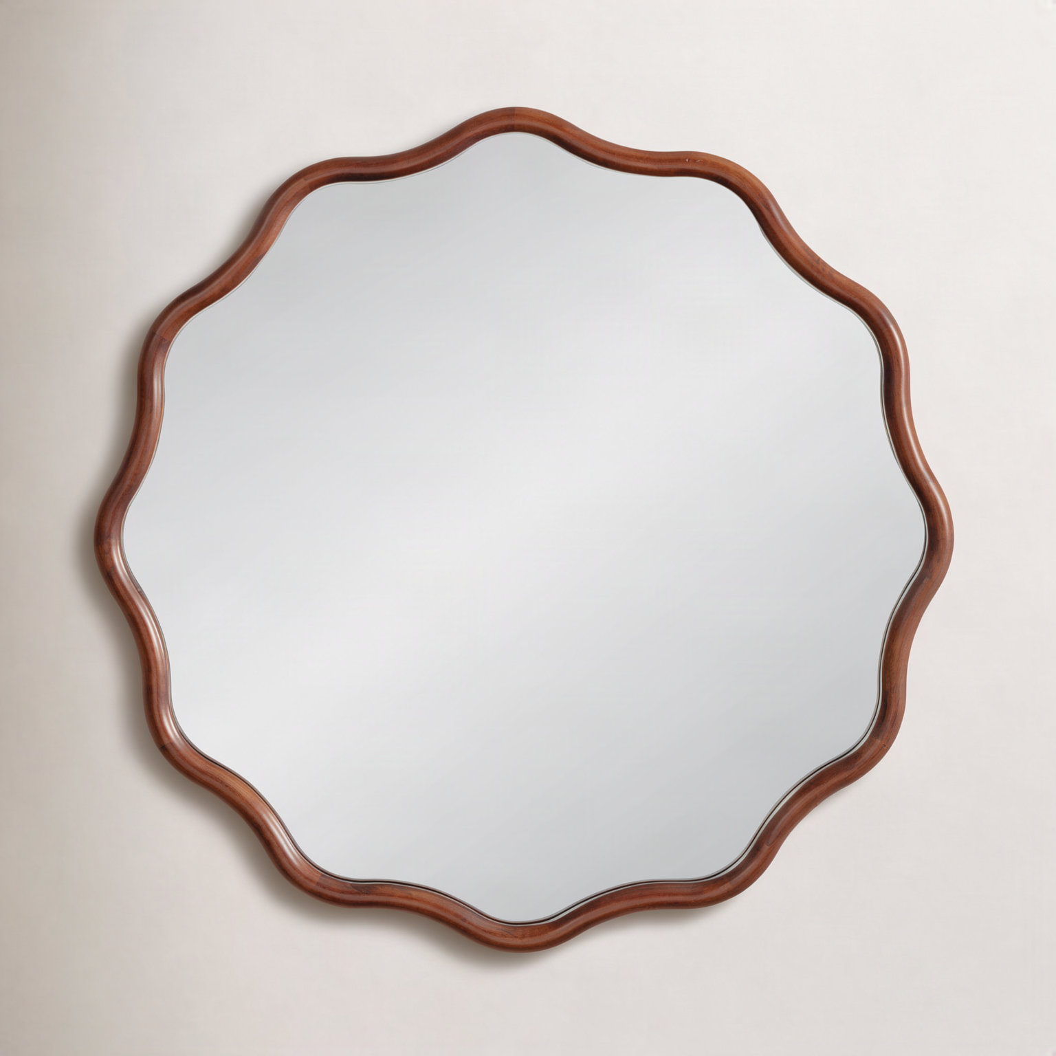 30" Solid Wood Accent Mirror, Brown, 30" x 30"