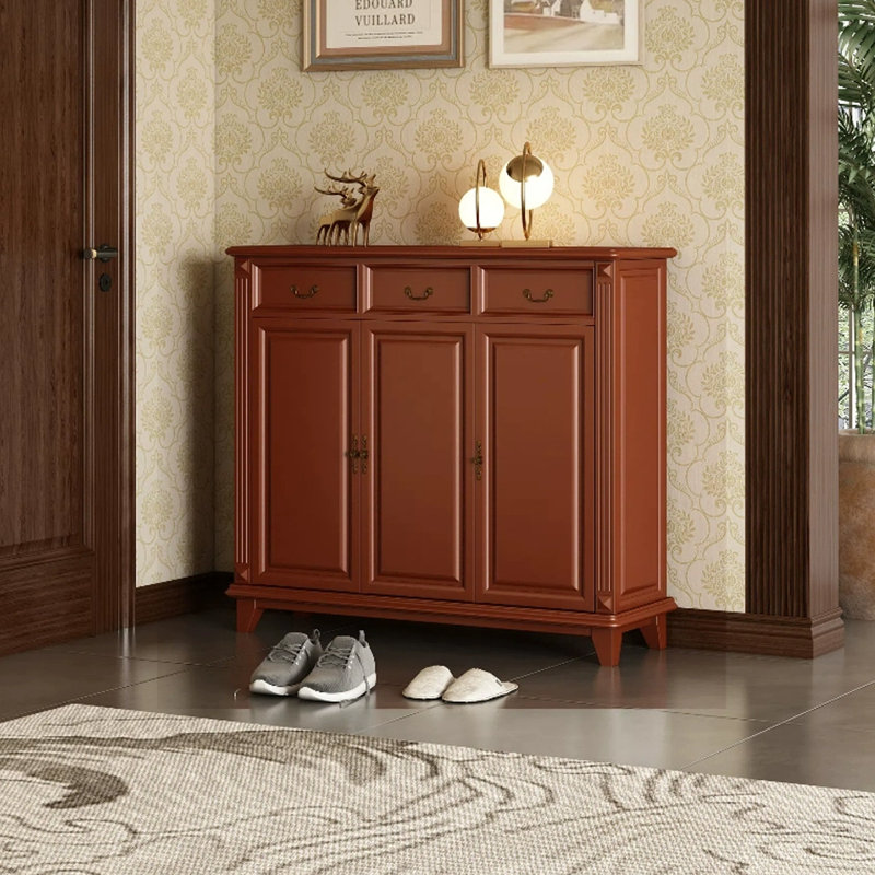 Banc de rangement en bois massif Cherry, H 41,34 po x l 47,24 po x P 15,75 po, Cerisier