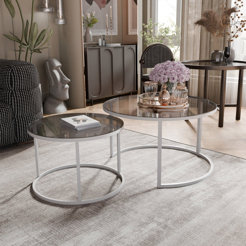 Coffee Table with Storage, 48cm. H x 80cm. L x 80cm. W, Smoked Glass, White
