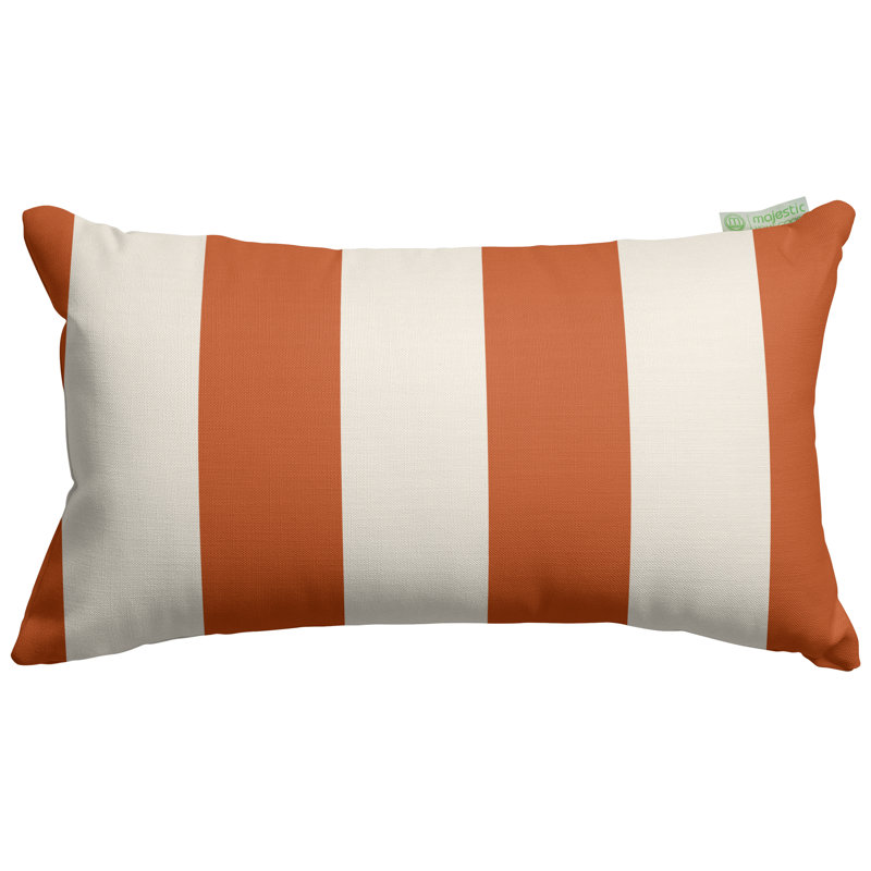 Burnt Orange and White Striped Rectangular Outdoor Pillow