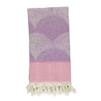 Serviette de coton turque mauve à rayures