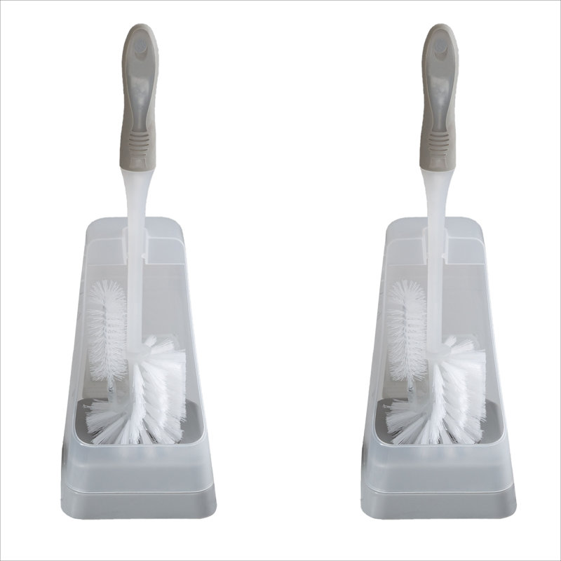 Clear Plastic Toilet Brush and Holder Set of 2