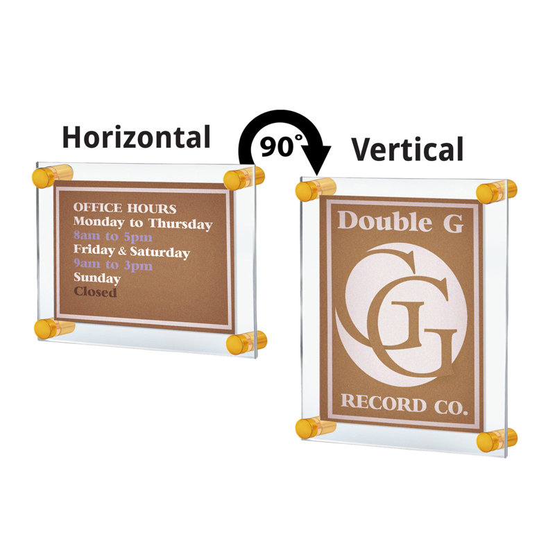 Floating Acrylic Wall Frame with Gold Stand Off Caps: 17" X 22" Graphic Size, Overall Frame Size: 21" X 26"