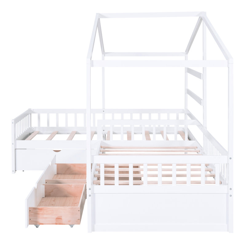 Lit plateforme simple avec 3 tiroirs, blanc - Construction solide et style, Blanc