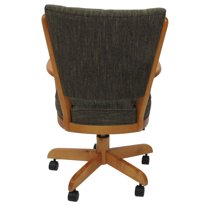 Chaise pivotante en bois avec accoudoirs Gravois, Brun Sanora, Miel