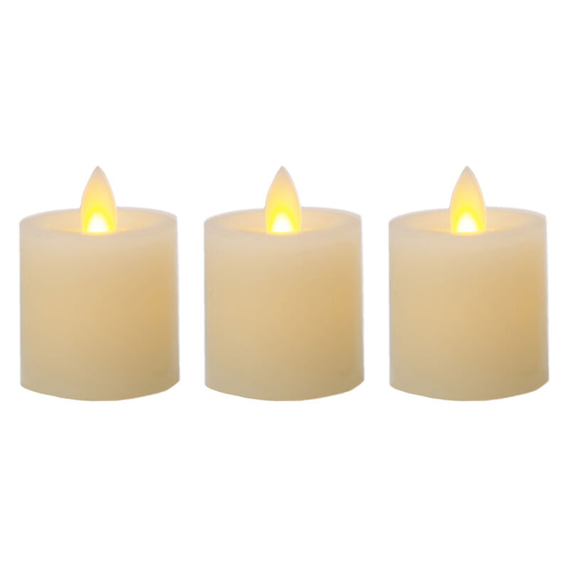 Set of 3 Ivory Realistic LED Wax Votive Candle, Ivory