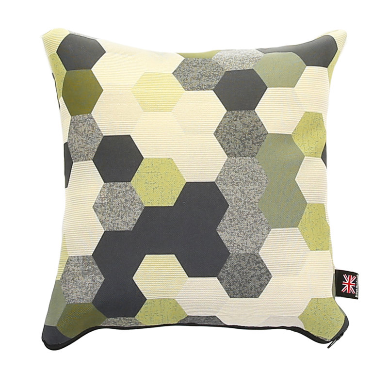 Altha Geometric Square Cushion, Large, Green, Square