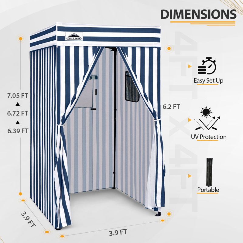 4" W x 4" D Steel Pop-Up Canopy Portable Privacy Dressing Room, Navy