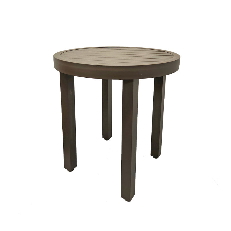 Table de patio ronde en aluminium Grosfillex, Brun