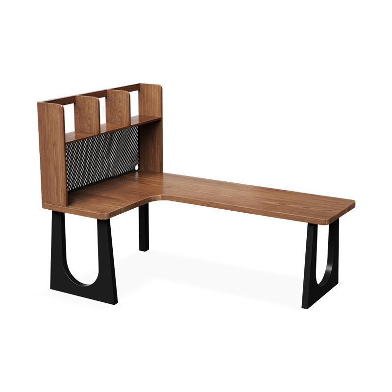 Bureau d'écriture en L en bois massif brun noisette, Retour à gauche, H 61,02 po x l 78,74 po x P 47,24 po