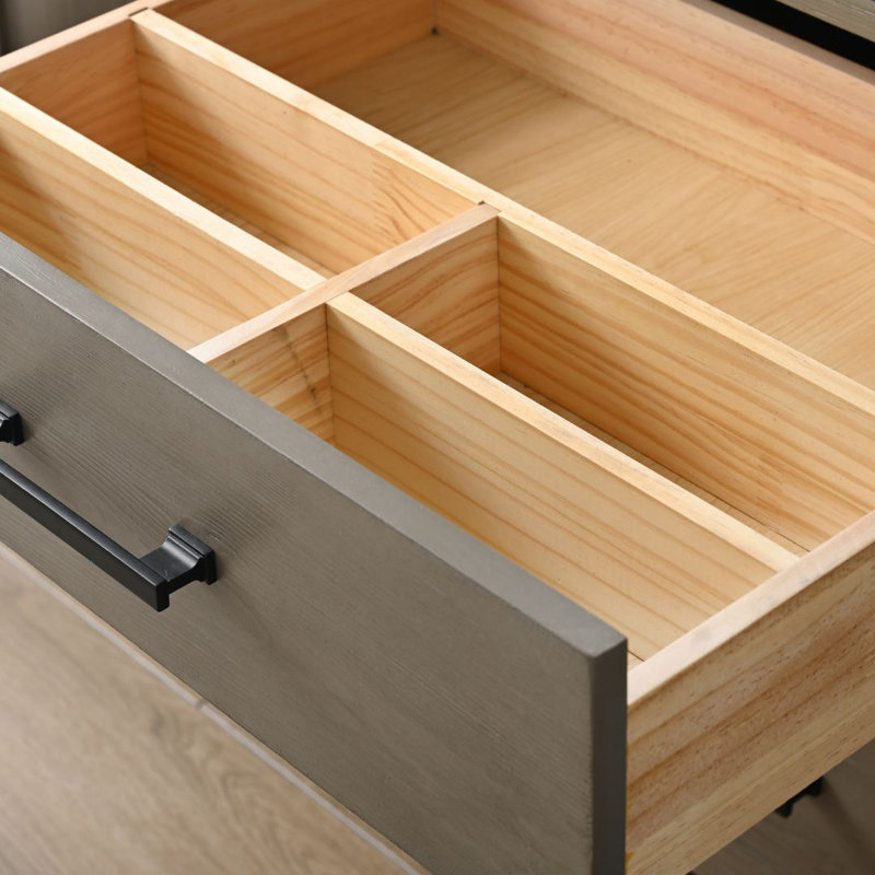 Meuble-lavabo double 60 po Ajiya, Gris texturé / noir mat, Blanc de Carrare