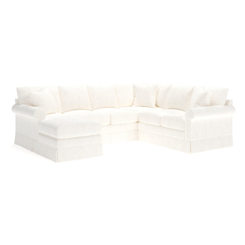 Friedman Upholstered U-Shaped Sectional, Left Hand Facing, Bevin Natural Linen Blend