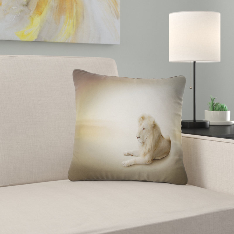 Relaxing King of Animals - Coussin imprimé animal, 16 po x 1 po, Coussin décoratif