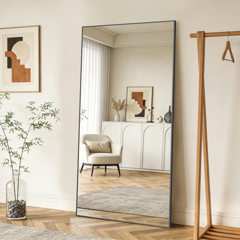 Très grand miroir encadré en métal, miroir pleine longueur sur pied pour la chambre à coucher, le salon ou la salle de sport