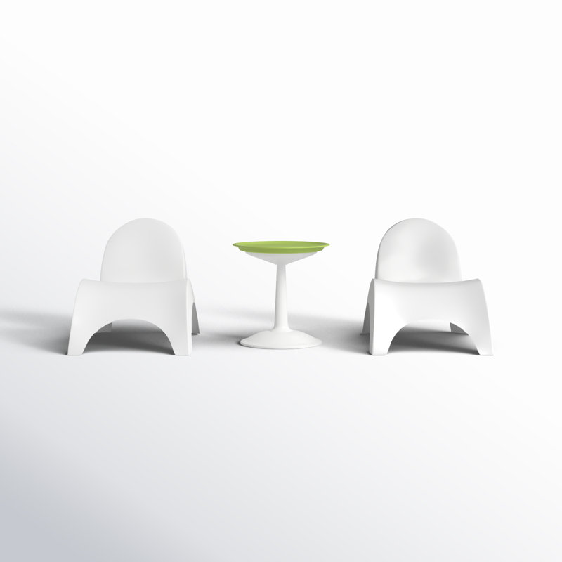 Ameswood Outdoor Chaise Lounge Set with Table, White/Green