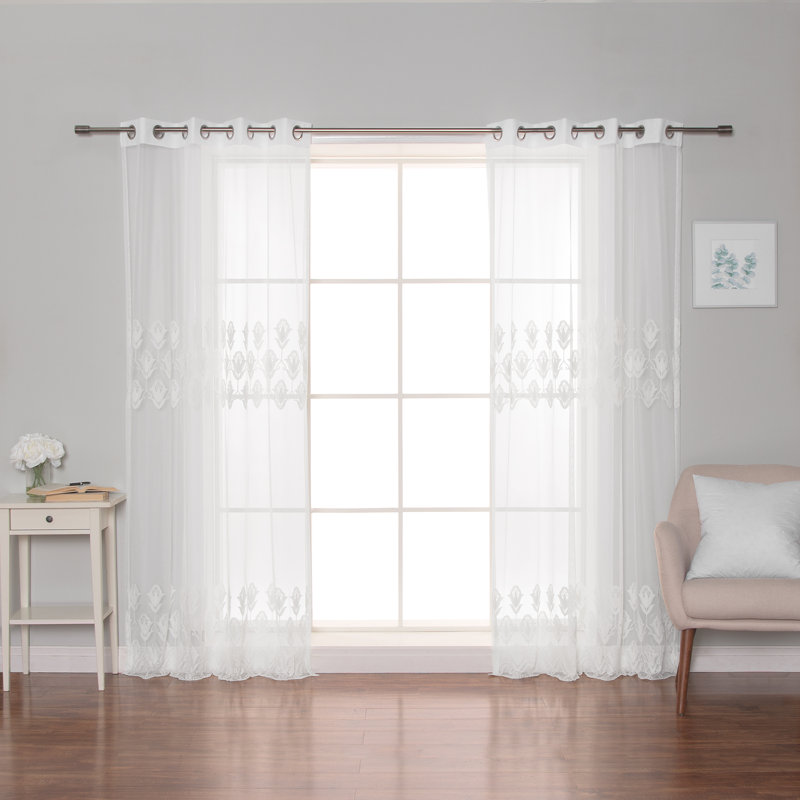Paire de rideaux transparents avec œillets, L 52 po x L 96 po