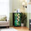 Commode 4 tiroirs pour chambre à coucher, commode étroite, plateau en bois et structure en fer 18 po x 37,5 po (lxH) - avec motif de feuilles d'orchidées tropicales et jungle