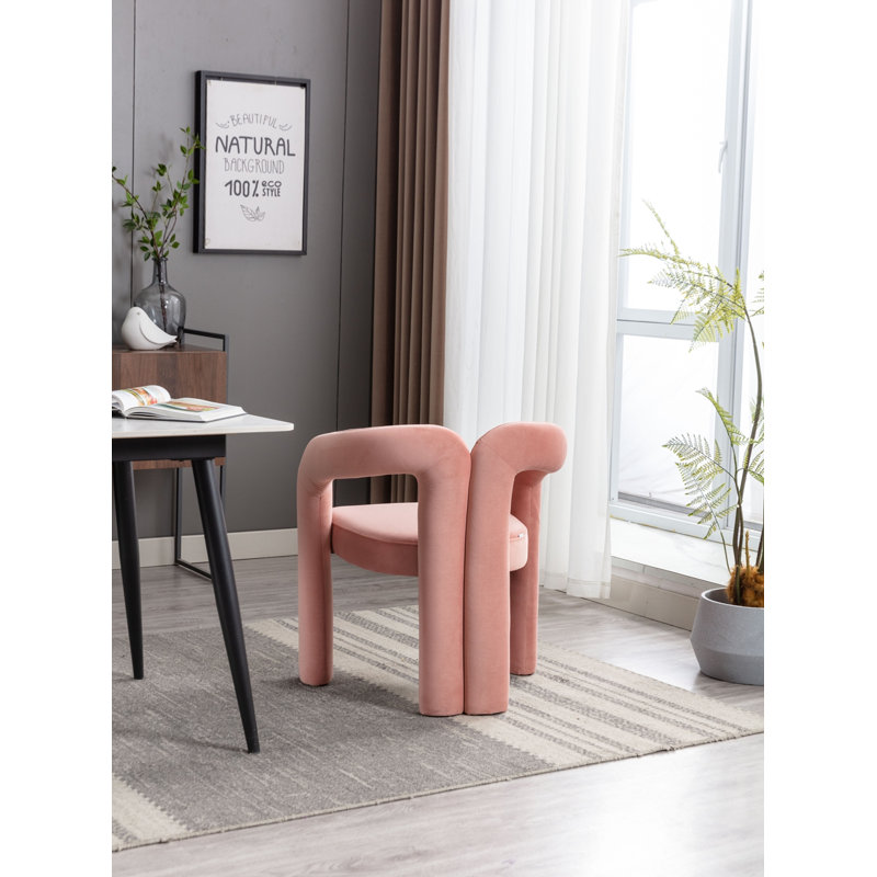 Chaises d'appoint pour salon, ensemble de 2, Velours rose, H 27,95 po x l 25,2 po x P 19,88 po