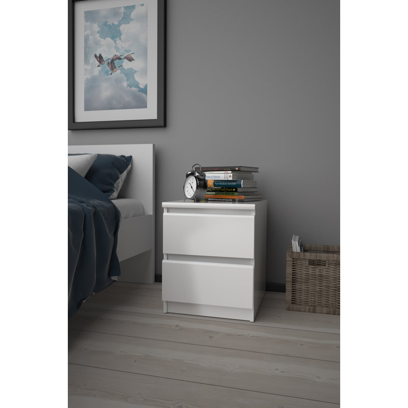 Jada 2 - Drawer Nightstand, White High Gloss