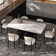 Modern Dining Set, Faux Marble Dining Table And Chair Set for 6