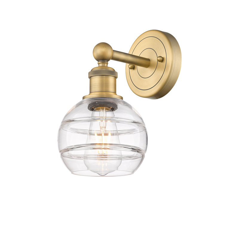 Bienes Steel Armed Sconce, Clear, 10.13" H x 5.88" W x 7.44" D, Brushed Brass