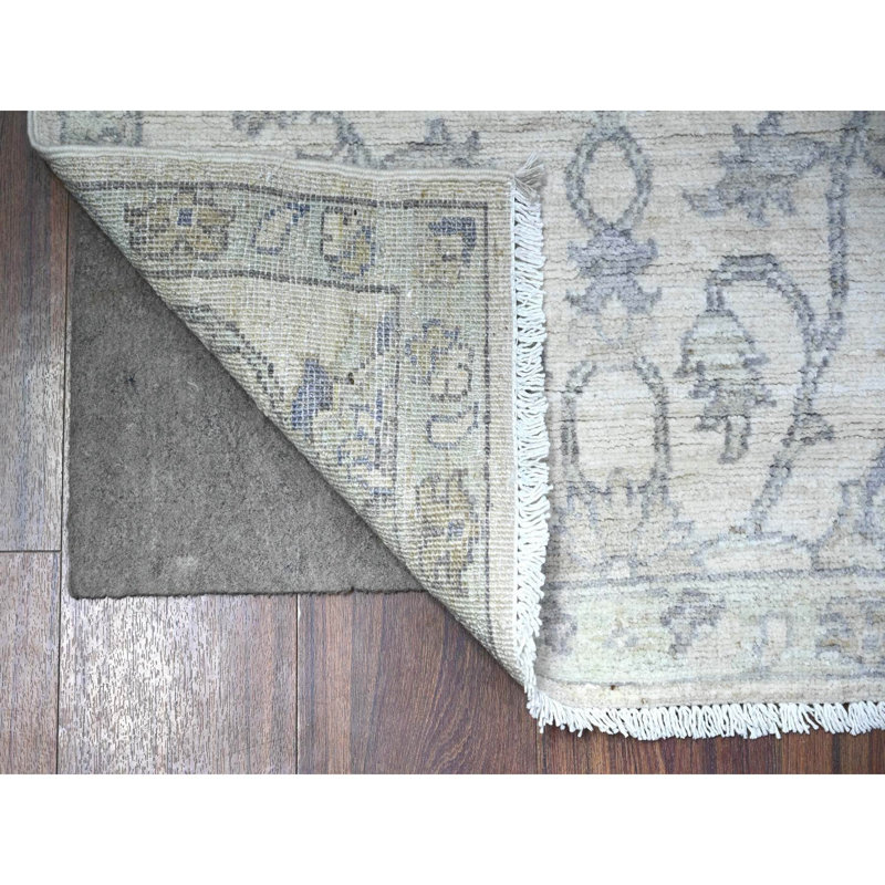 2'6"x9'10" Toque White Hand Knotted Wool White Wash Peshawar Subtle Design Runner Rug 1DFDE95D800E4F31BFC4833F1A4E64DC