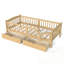 Lit plateforme simple TG avec garde-corps pleine longueur et 2 tiroirs de rangement-155686934