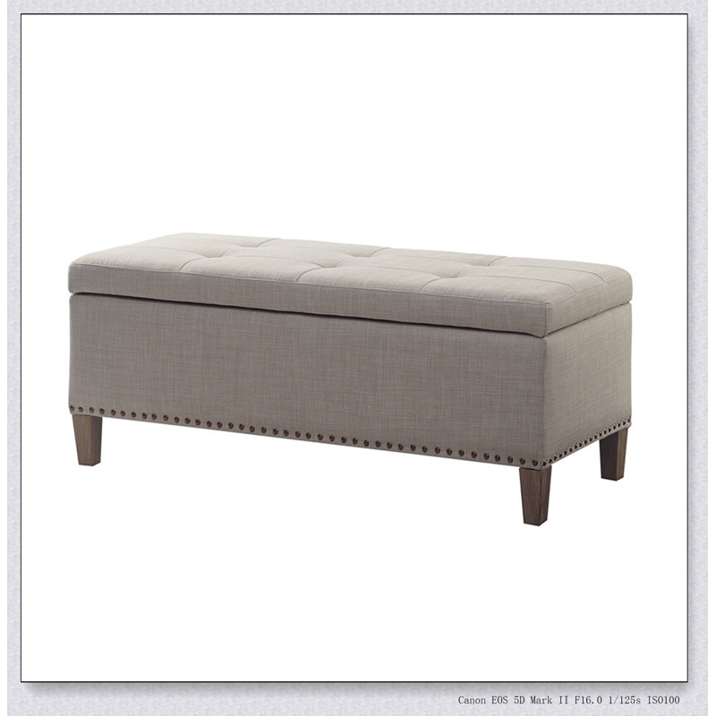 Tufted Top Soft Close Storage Bench Simple design, comfortable and durable, multi-functional bench, Light Gray