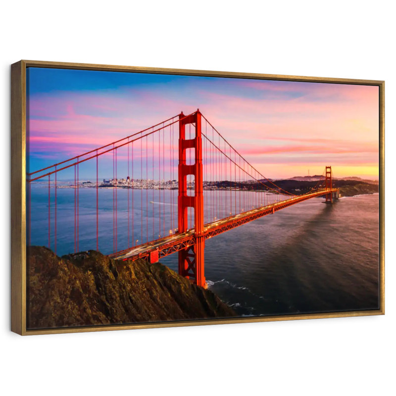 Golden Gate, Cadre flottant doré, 37 po x 25 po