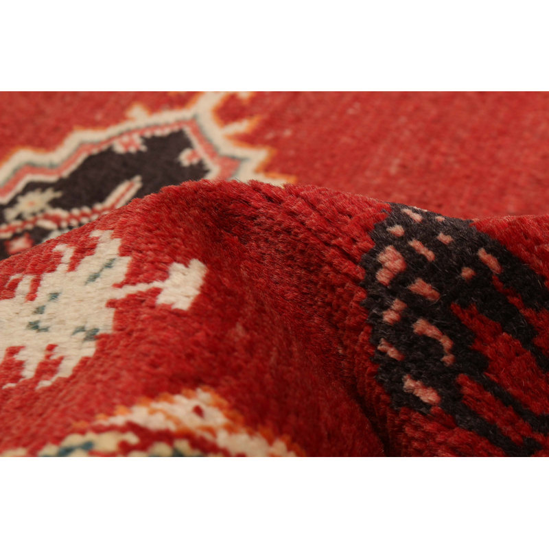 Tapis rouge en laine noué à la main 3 pi 7 po x 5 pi 0 po Andelz
