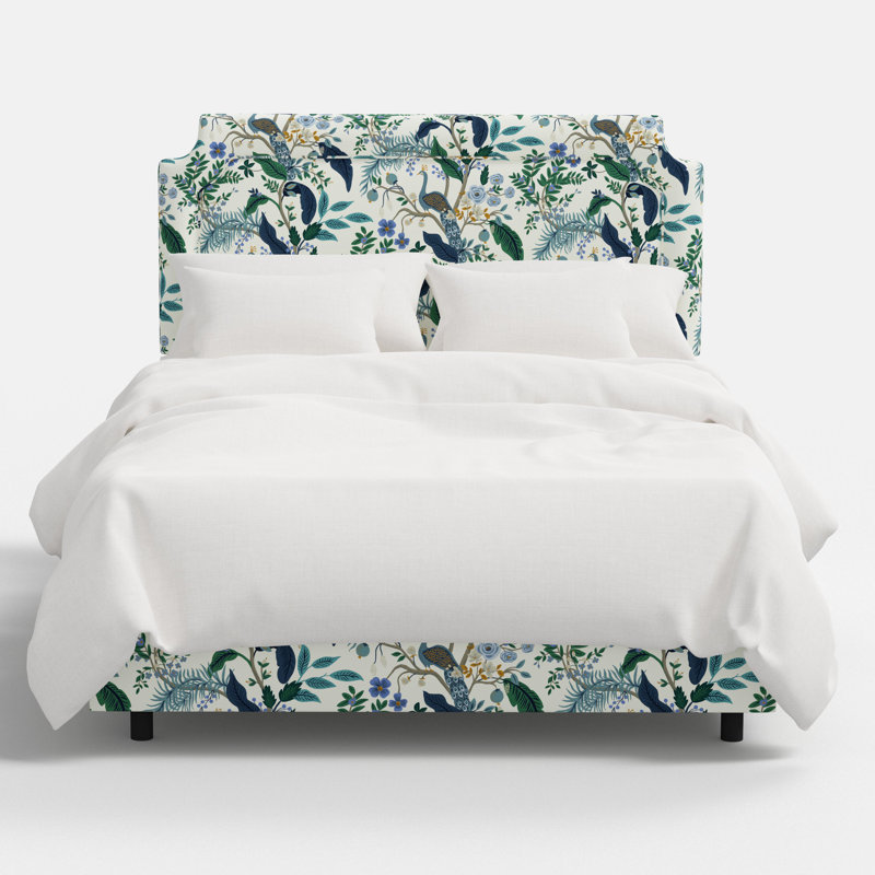Hampton Bed In Peacock Blue & White, Queen, Peacock Blue & White