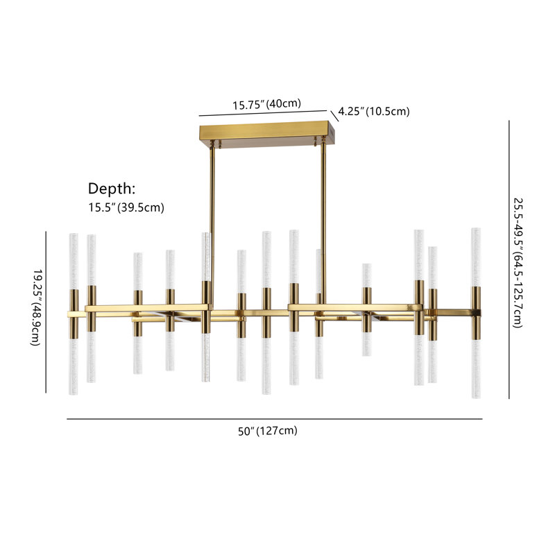 Bale 26 - Light Iron Dimmable LED Modern Linear Chandelier, Gold