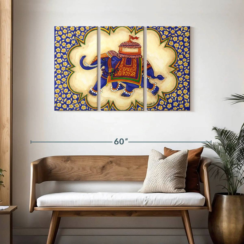 Brampt Elephant Cartouche Facing Left, 28" H x 45" W