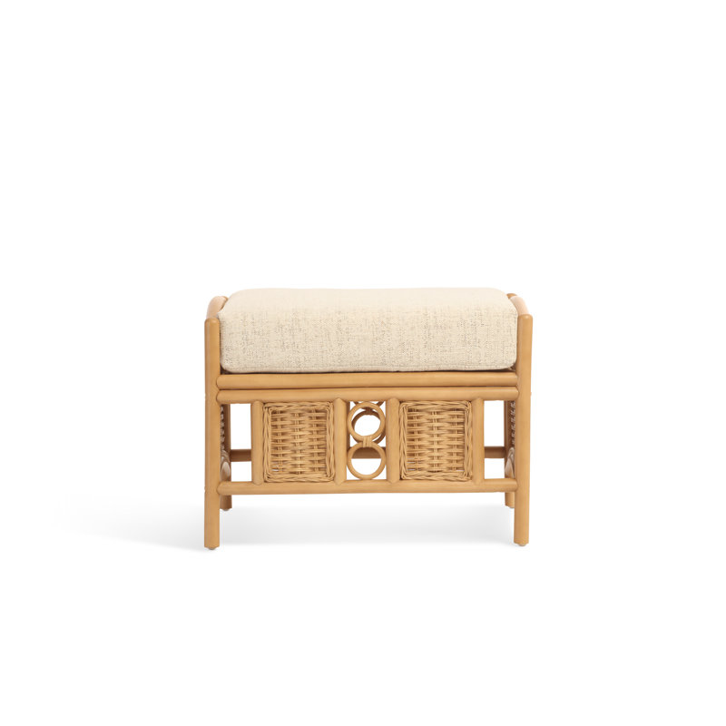 63cm Wide Solid Colour Footstool Ottoman, Beige