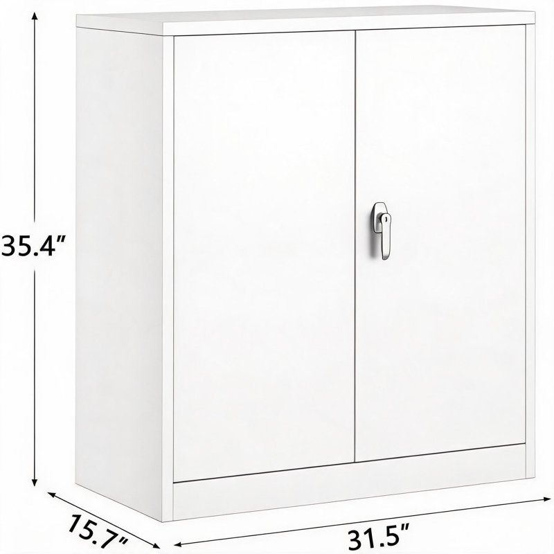 Metal Storage Cabinet, with Adjustable Shelves, White
