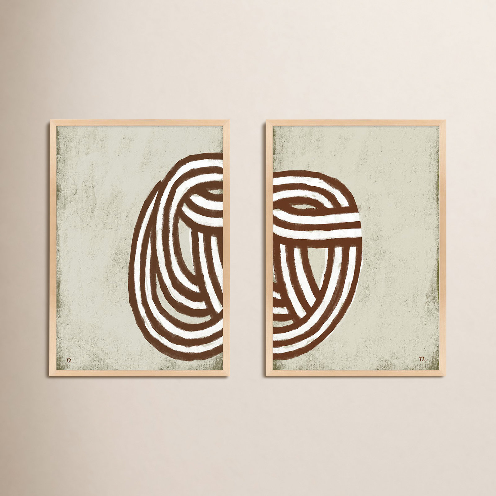 Knotting 2-Piece Painting Set, Maple Framed, 38" H x 53" W x 1.25" D