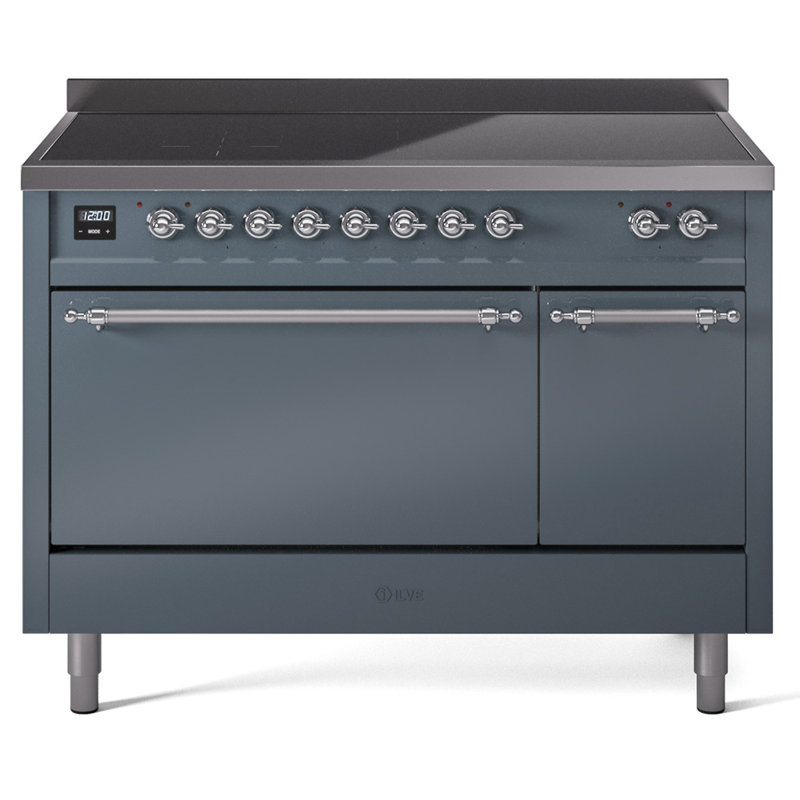 Cuisinière à induction 48 po ILVE Nostalgie II, Gris-bleu / chrome